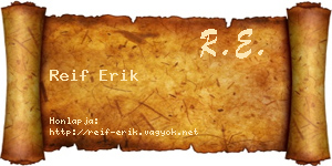 Reif Erik névjegykártya